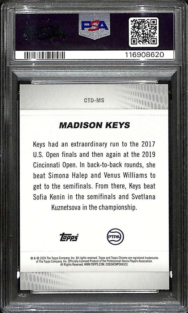 2024 Topps Chrome Captured Orange Refractor CTDMS Madison Keys 5/25 PSA 10 GEM