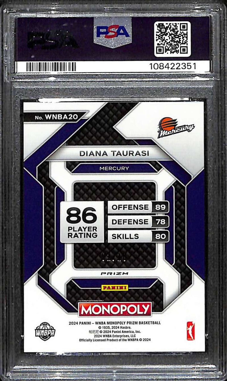2024 Panini Prizm Monopoly WNBA Millionaire Gold Wave Diana Taurasi 2/10 PSA 9