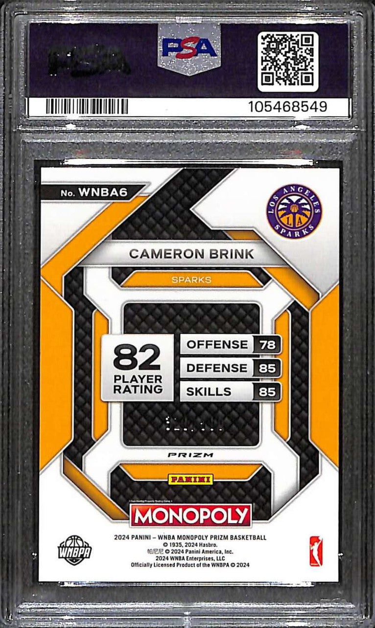 2024 Panini Prizm Monopoly Millionaire Shimmer Gold Cameron Brink RC /500 PSA 10