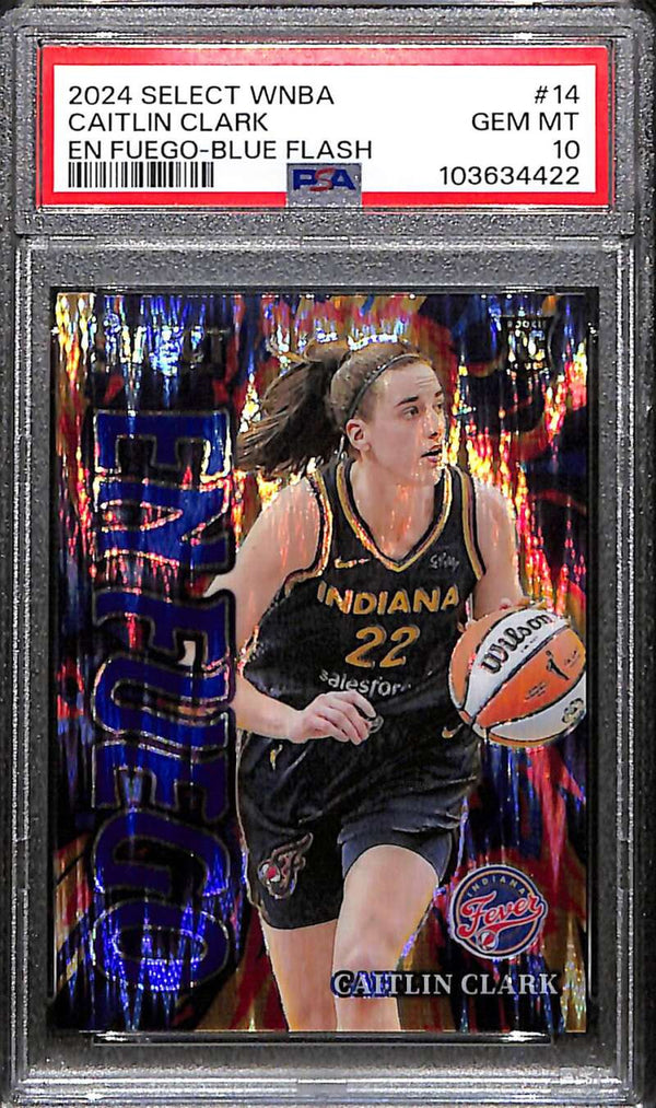 2024 Select WNBA En Fuego Blue Flash Prizms 14 Caitlin Clark RC 76/99 PSA 10 GEM