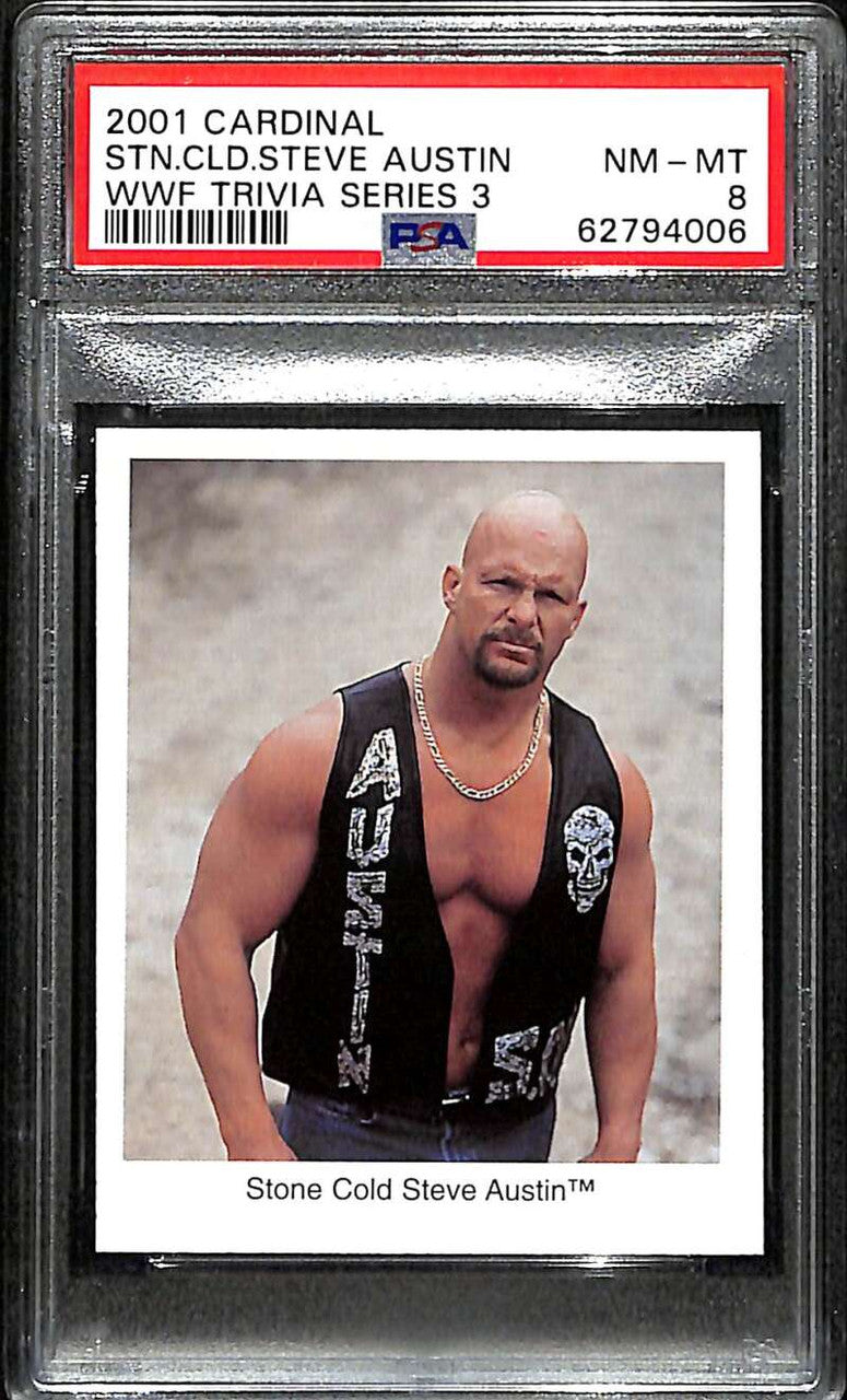 2001 Cardinal WWF Trivia Game Cards Series 3 NNO Stone Cold Steve Austin PSA 8