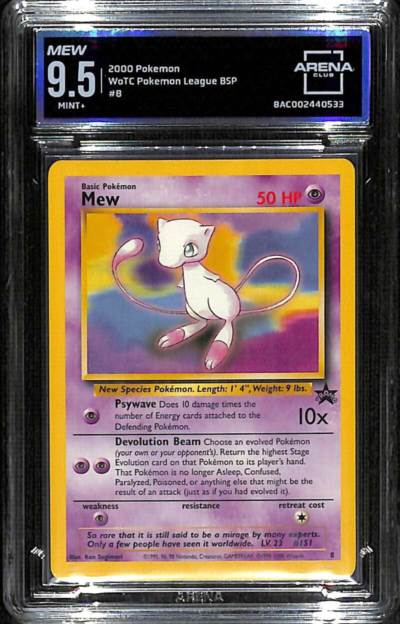 2000 Wizards of the Coast Black Star Promos 8 Mew Pokemon League ARENA 9.5 MINT+