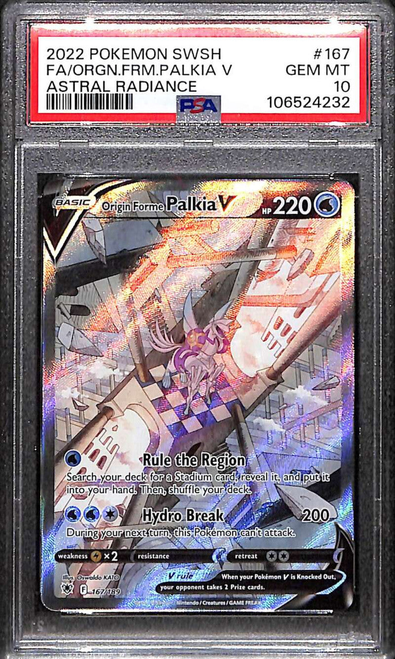 SOLD 172857 2022 Pokemon Astral Radiance 167 Original Forme Palkia V UR FA PSA 10 GEM MT