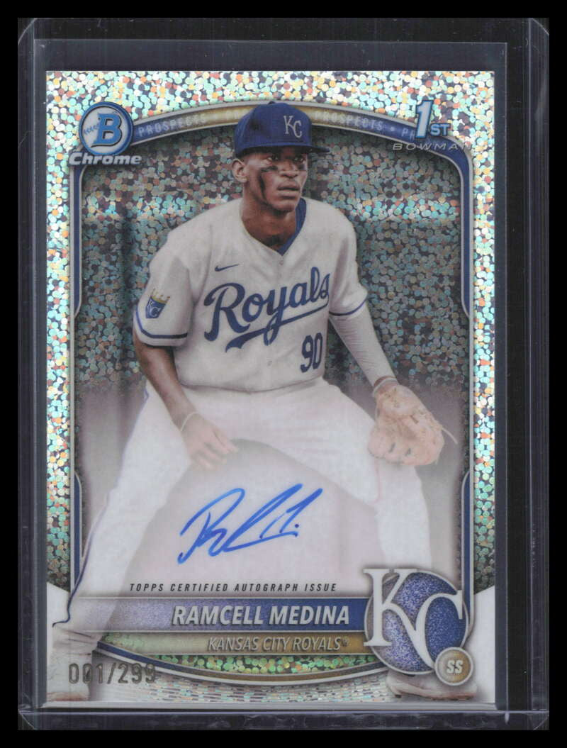 2025 Bowman Chrome Autographs Speckle Refractor Ramcell Medina Rookie Auto 1/299