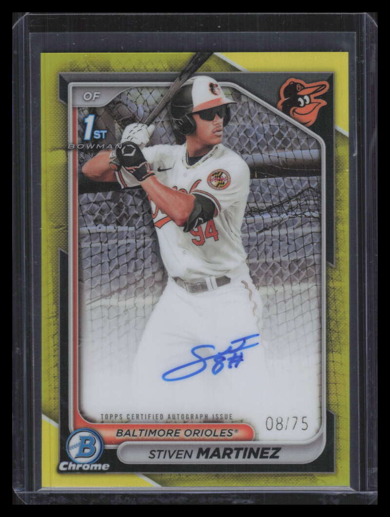 2024 Bowman Chrome Autographs Yellow Refractor Stiven Martinez Rookie Auto 8/75