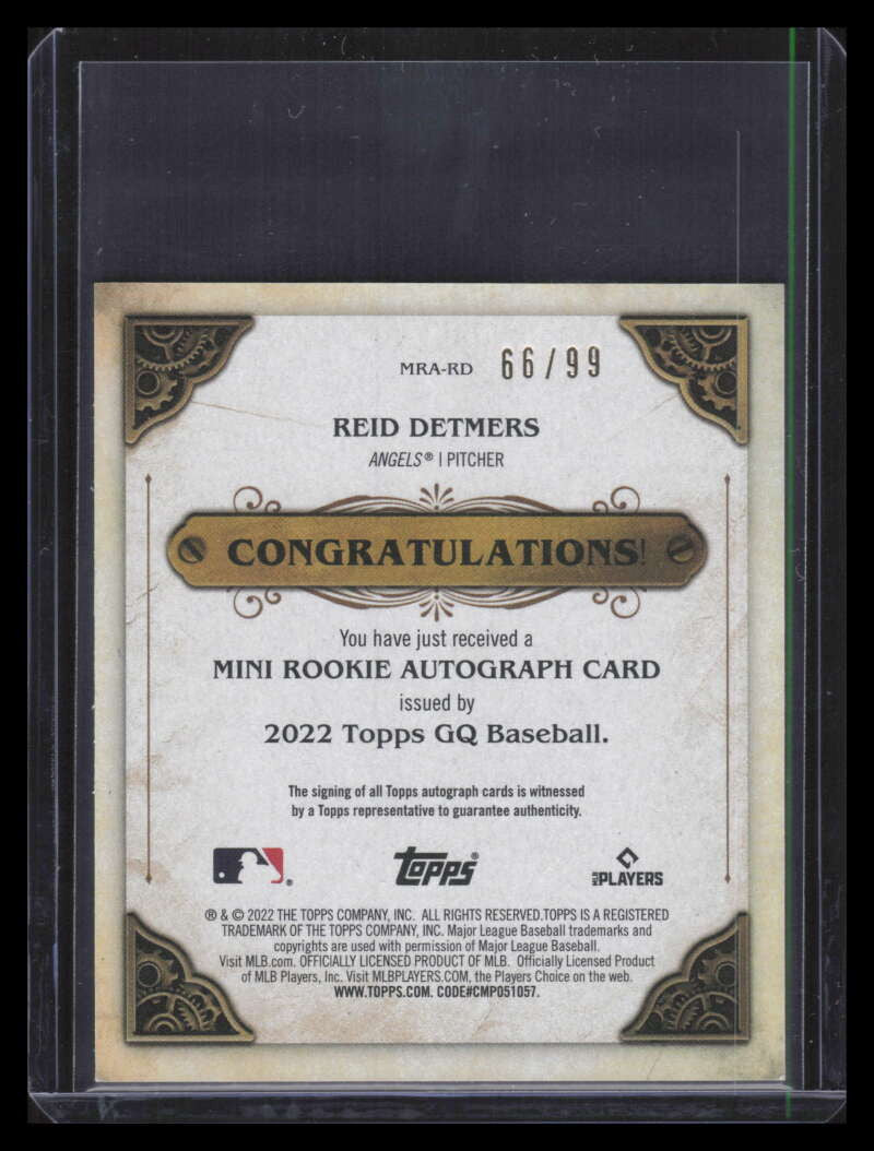 2022 Topps Gypsy Queen Mini Rookie Autographs MRARD Reid Detmers RC Auto 66/99