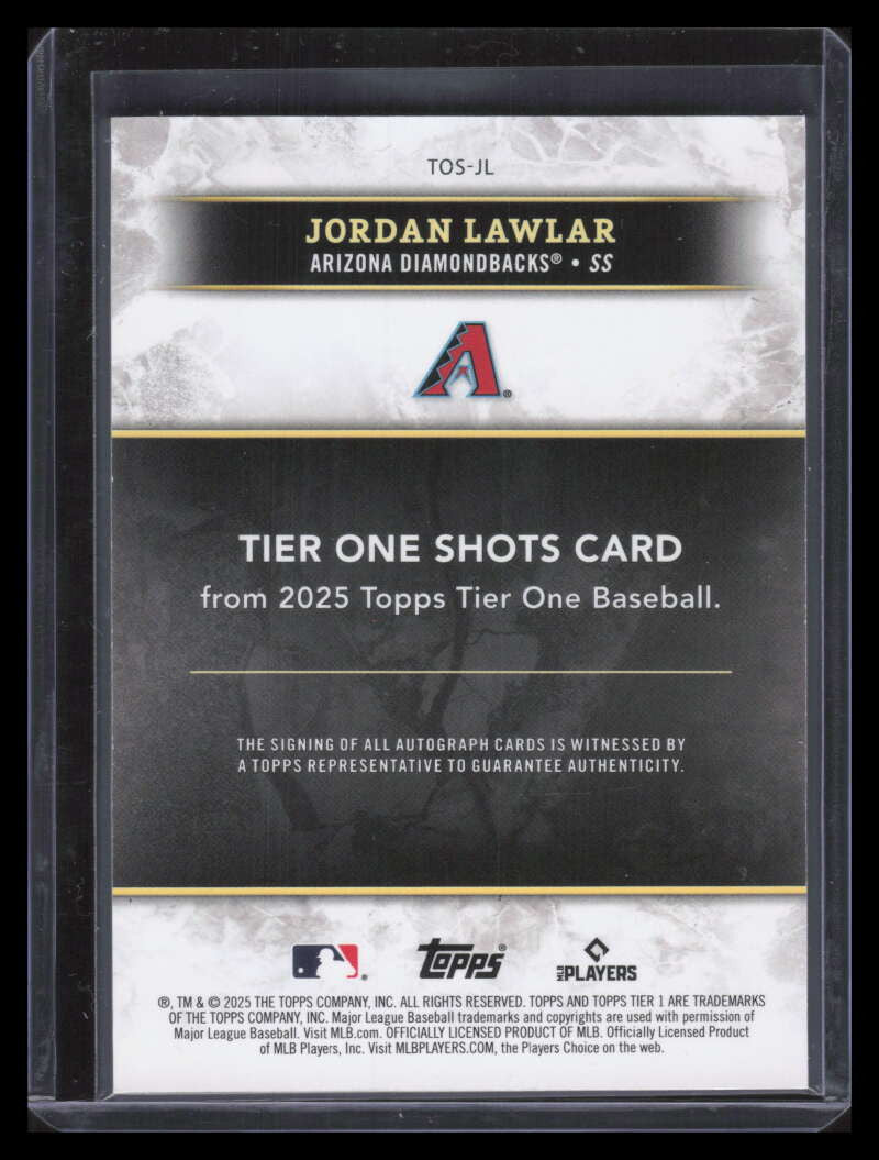 DELETE 172916 2025 Topps Tier One Shots Autographs Red Foil TOSJL Jordan Lawlar Auto 5/25