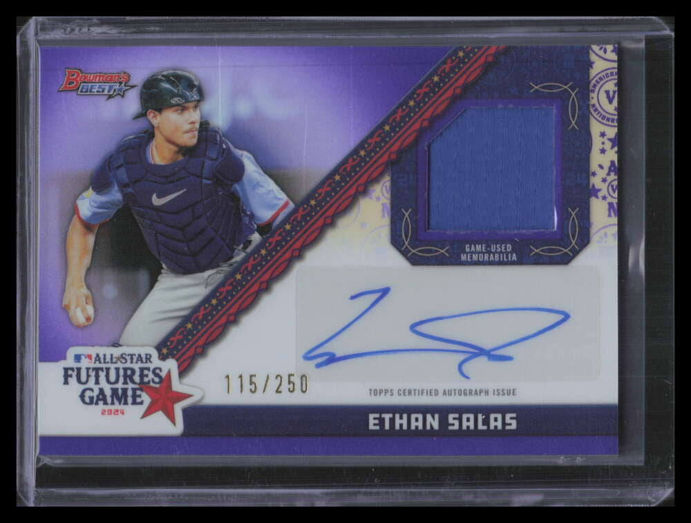 SOLD 172917 2024 Bowman's Best All-Star Purple Refractor Ethan Salas RC Jersey Auto 115/250