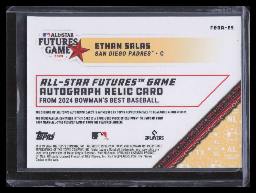 SOLD 172917 2024 Bowman's Best All-Star Purple Refractor Ethan Salas RC Jersey Auto 115/250