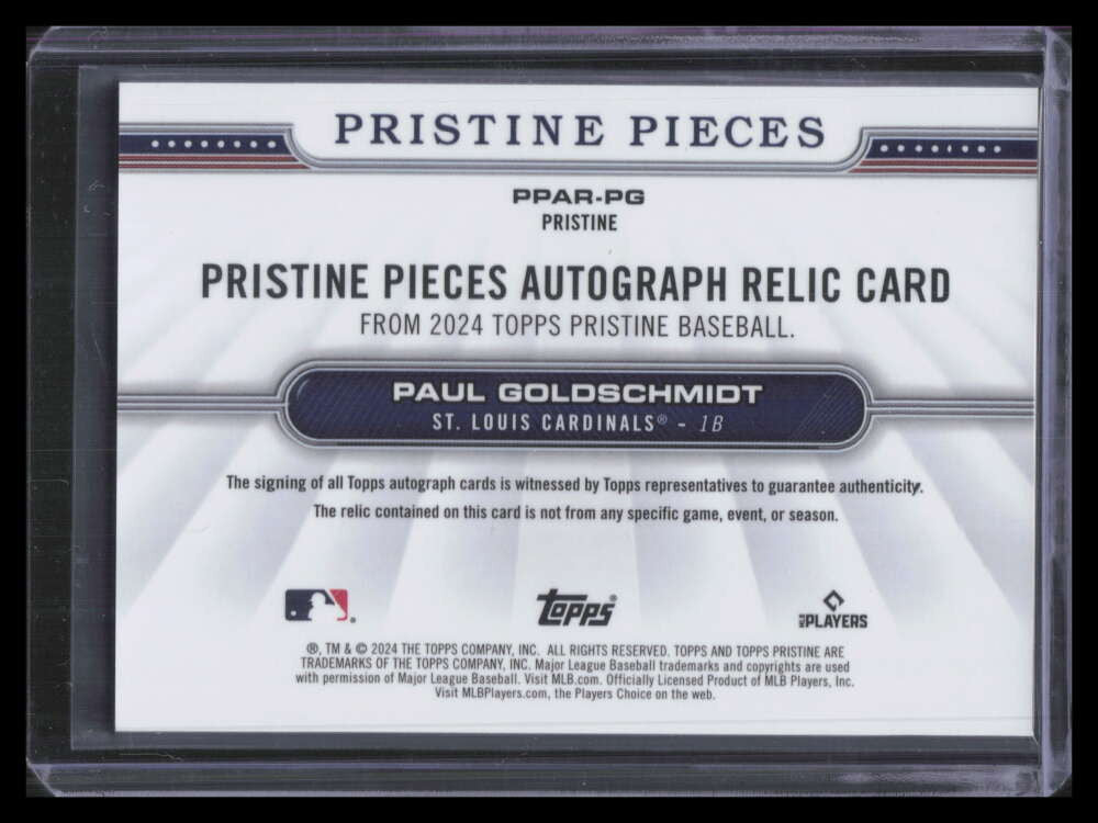 2024 Topps Pristine Pieces Autograph Refractor Paul Goldschmidt Jersey Auto /99