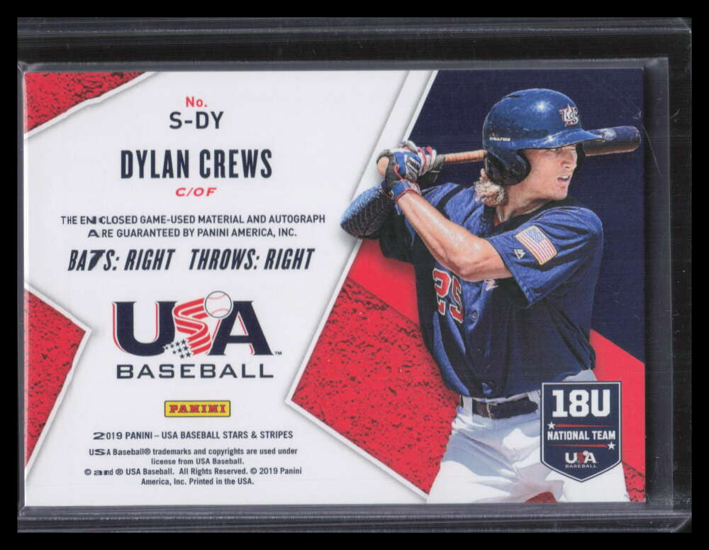 2019 USA Stars and Stripes Material Signature Dylan Crews RC Jersey Auto 132/299