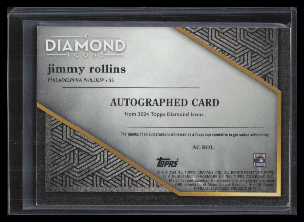 2024 Topps Diamond Icons Autographs Black ACROL Jimmy Rollins Auto 5/10