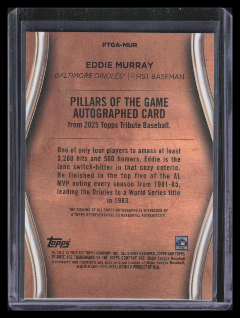 2025 Topps Tribute Pillars of the Game Autographs Gold Eddie Murray Auto 12/75
