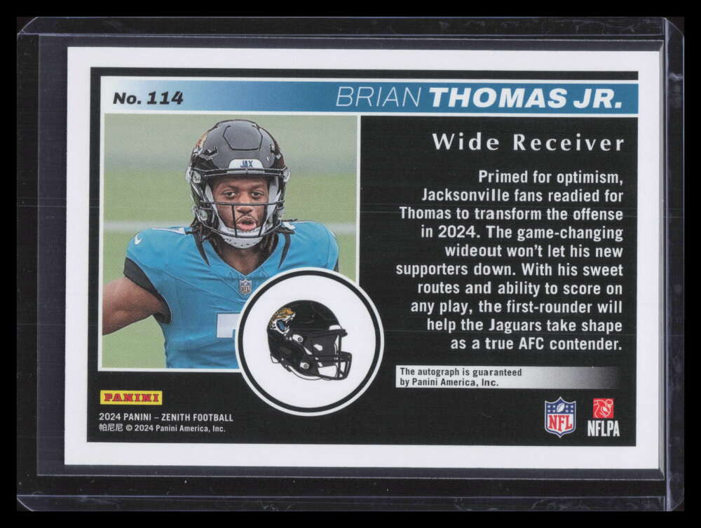 2024 Zenith Rookies Autographs Two Minute Drill 114 Brian Thomas Jr. Rookie Auto