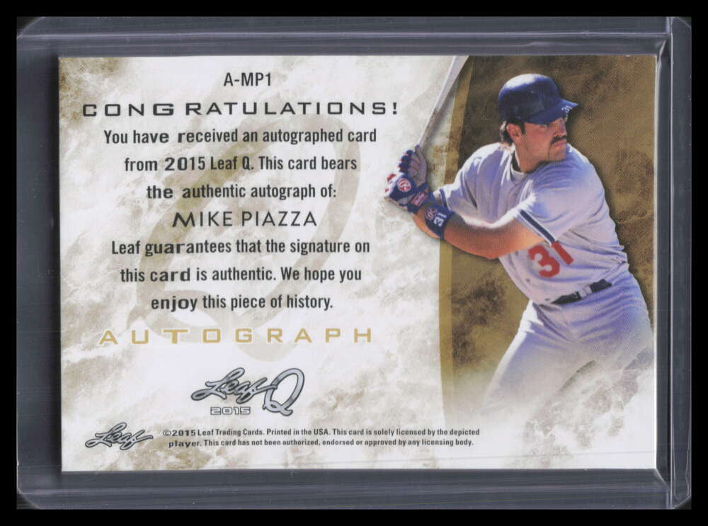 2015 Leaf Q Autographs Silver amp1 Mike Piazza Auto
