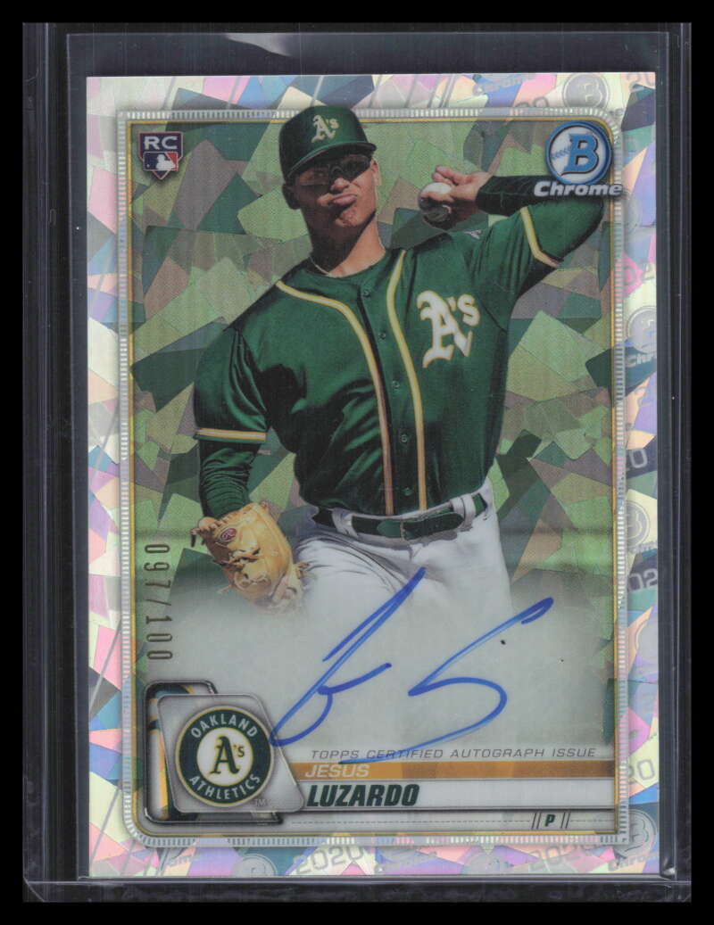 2020 Bowman Chrome Autographs Atomic Refractor Jesus Luzardo RC Auto 97/100