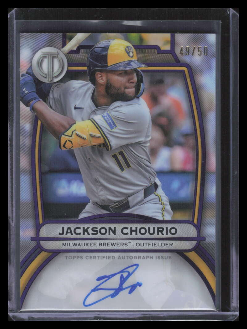2025 Topps Tribute Autographs Purple TACHO Jackson Chourio Auto 49/50