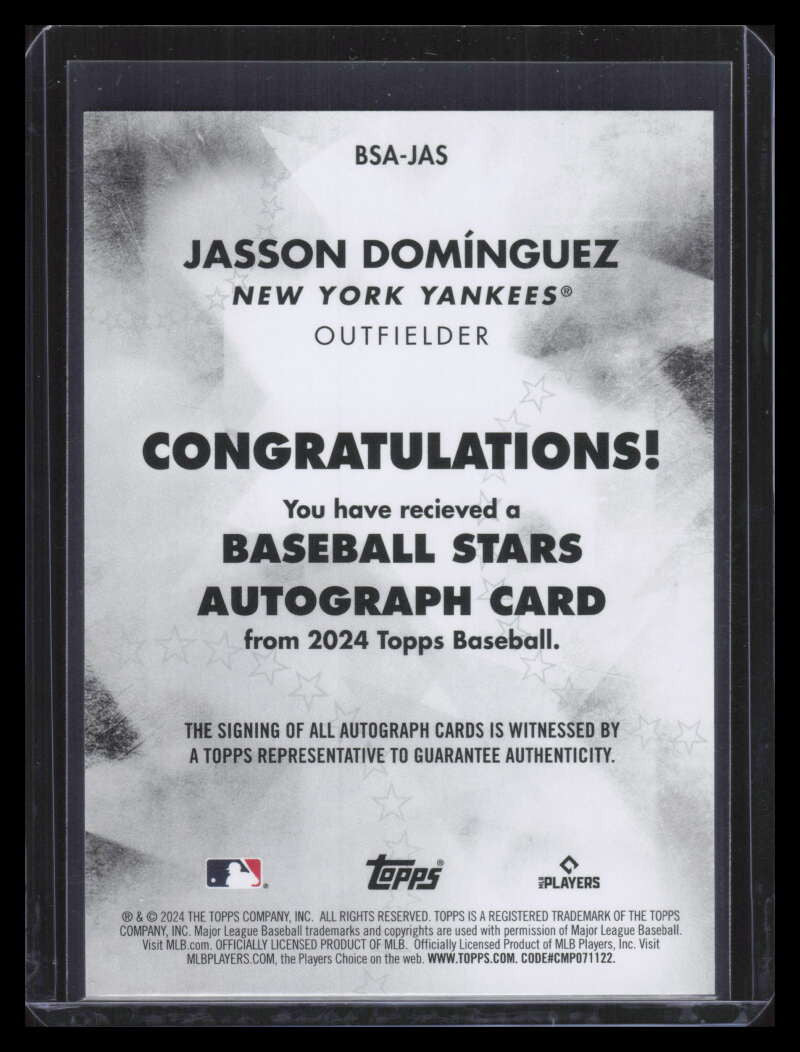 2024 Topps Baseball Stars Autographs BSAJAS Jasson Dominguez Rookie Auto