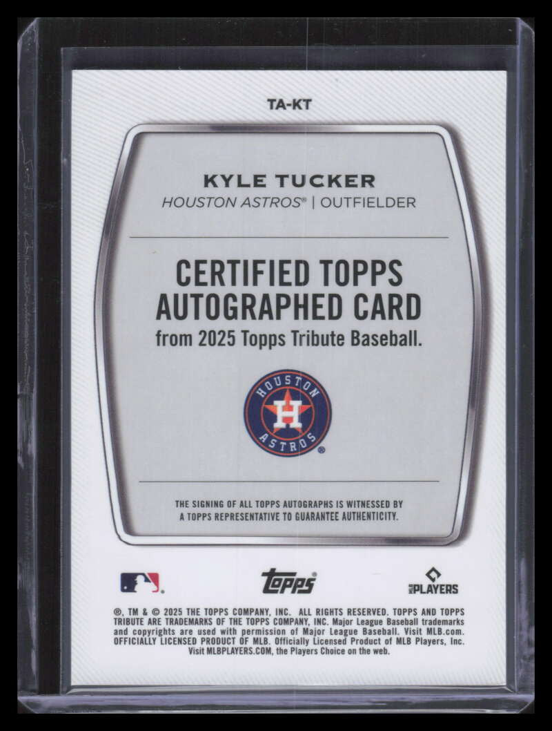 SOLD 173015 2025 Topps Tribute Autographs Red TAKT Kyle Tucker Auto 1/10