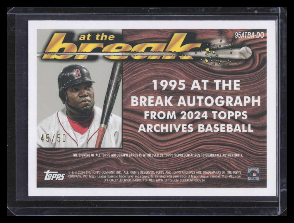 2024 Topps Archives At the Break Autograph Gold Foilboard David Ortiz Auto 45/50