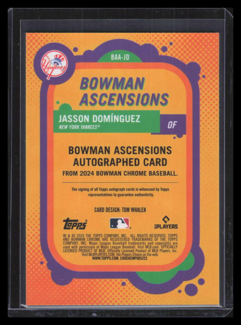 2024 Bowman Chrome Ascensions Autographs BAAJD Jasson Dominguez RC Auto 136/150