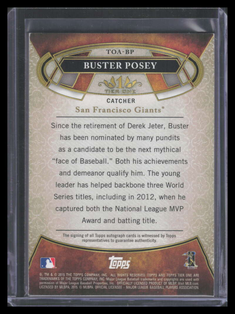 2015 Topps Tier One Autographs Bronze Ink TOABP Buster Posey Auto 19/25