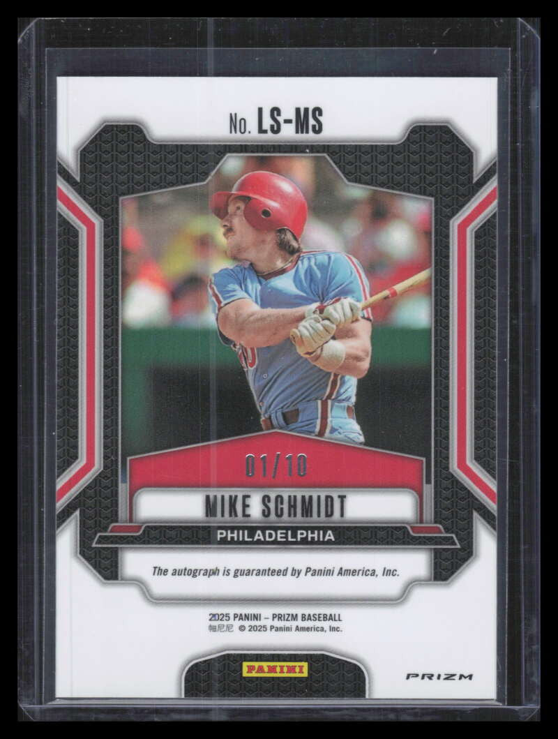 2025 Panini Prizm Legendary Signatures Prizms Gold 4 Mike Schmidt Auto 1/10
