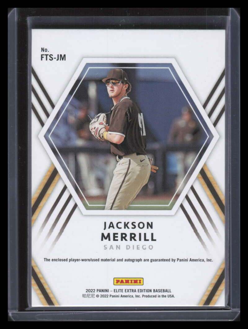 2022 Elite Extra Future Threads Signature Gold Jackson Merrill RC Patch Auto /10
