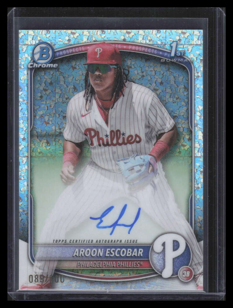 2025 Bowman Chrome Autographs Mini-Diamond Refractor Aroon Escobar RC Auto /100