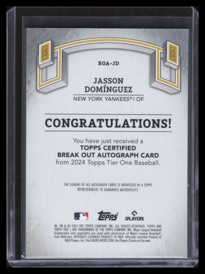 2024 Topps Tier One Break Out Autographs Red Jasson Dominguez Rookie Auto 12/25