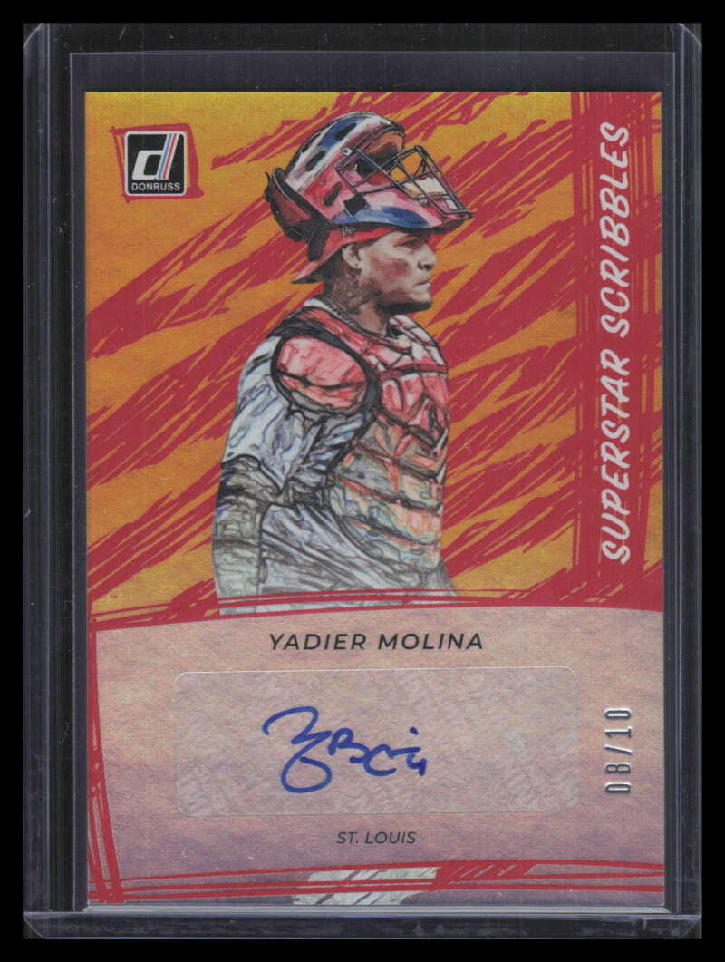 2022 Donruss Superstar Scribbles Gold 5 Yadier Molina Auto 8/10