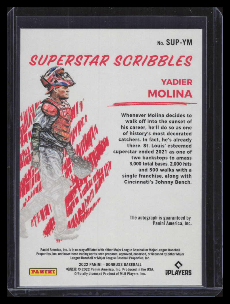 2022 Donruss Superstar Scribbles Gold 5 Yadier Molina Auto 8/10