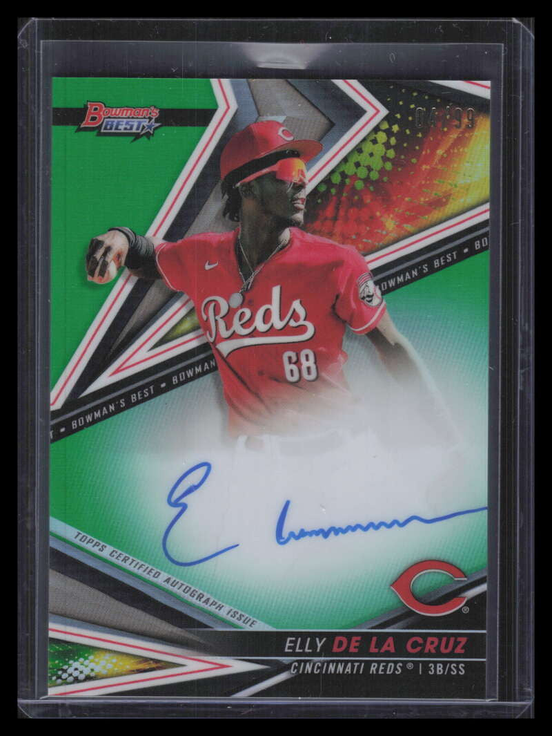 2022 Bowman's Best of 22 Autographs Green Refractor Elly De La Cruz RC Auto 4/99