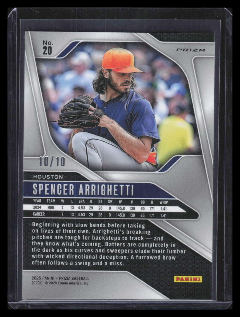 DELETE 173176 2025 Panini Prizm Prizms Gold Refractor 20 Spencer Arrighetti 10/10