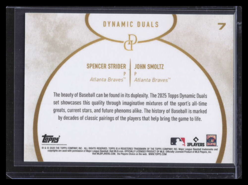 2025 Topps Dynamic Duals Red 7 Spencer Strider John Smoltz 3/10