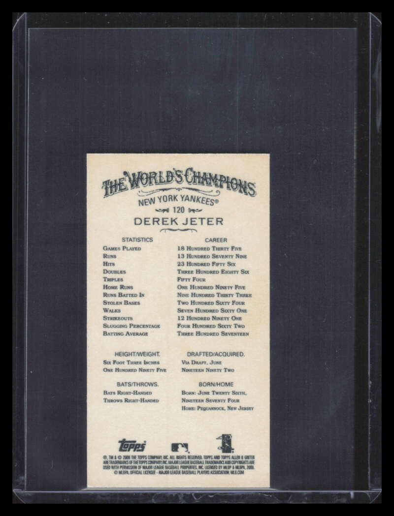 2008 Topps Allen and Ginter Mini Black 120 Derek Jeter