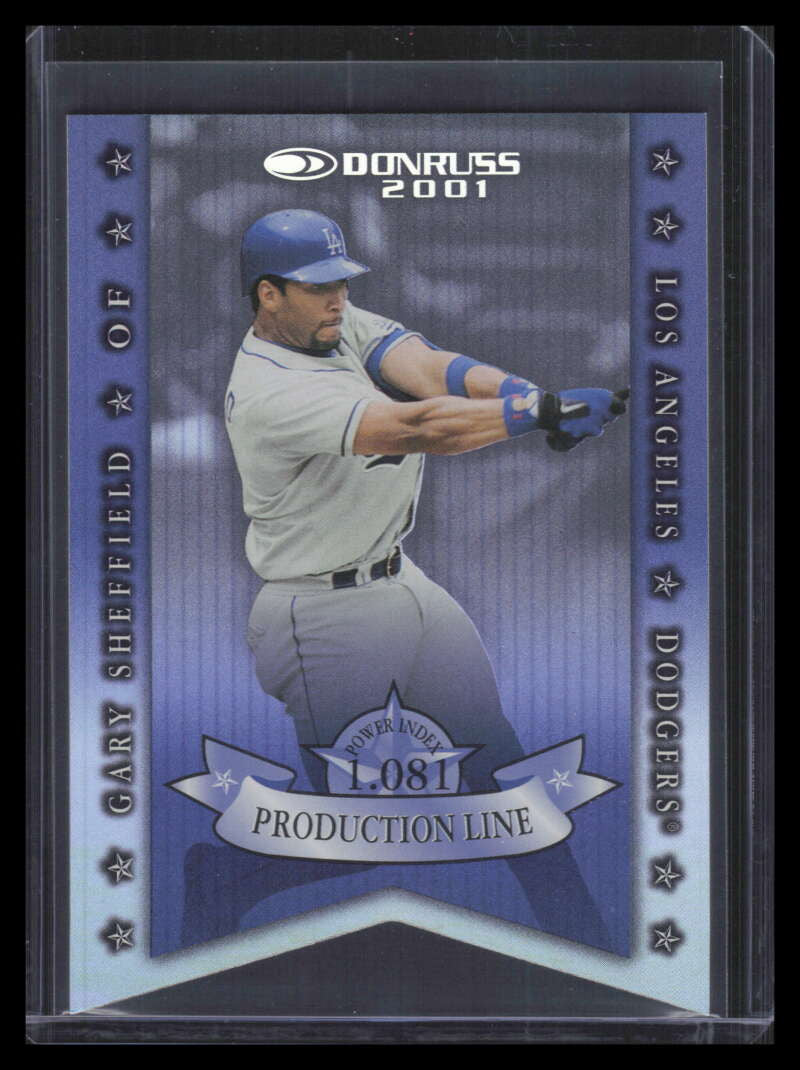 2001 Donruss Production Line Die Cuts pl46 Gary Sheffield PI 45/100 Power Index