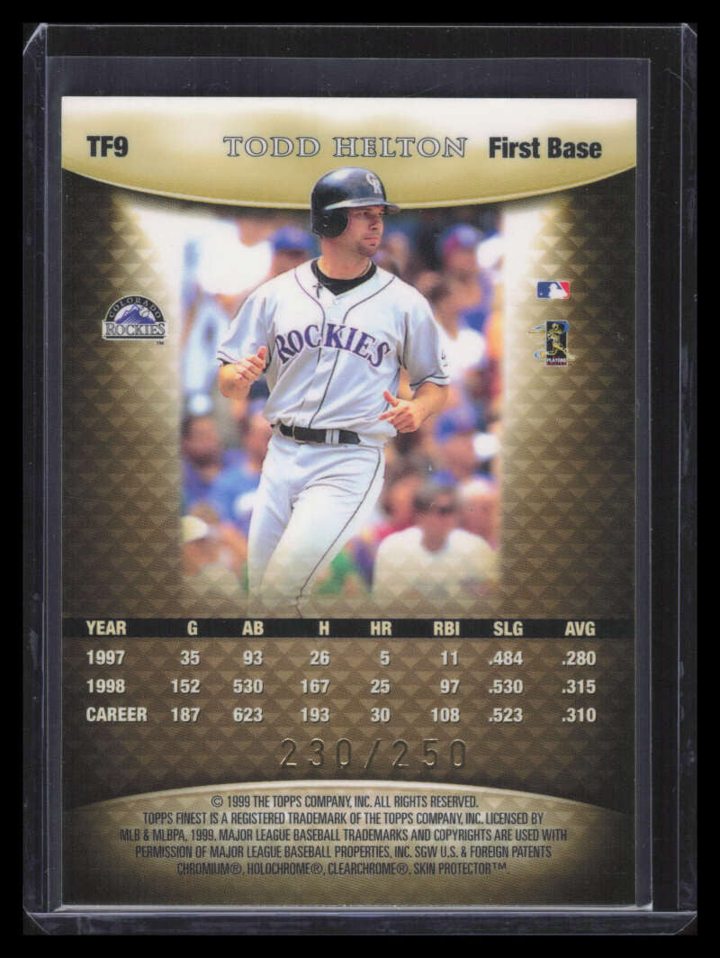 1999 Finest Team Finest Gold tf9 Todd Helton 230/250