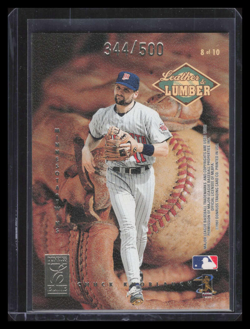 DELETE 173274 1997 Donruss Elite Leather and Lumber 8 Chuck Knoblauch 344/500