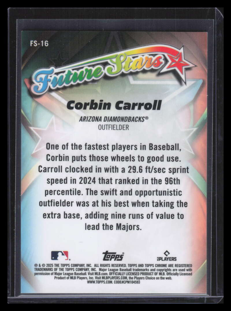 2025 Topps Chrome Future Stars Gold Refractor fs16 Corbin Carroll 16/50