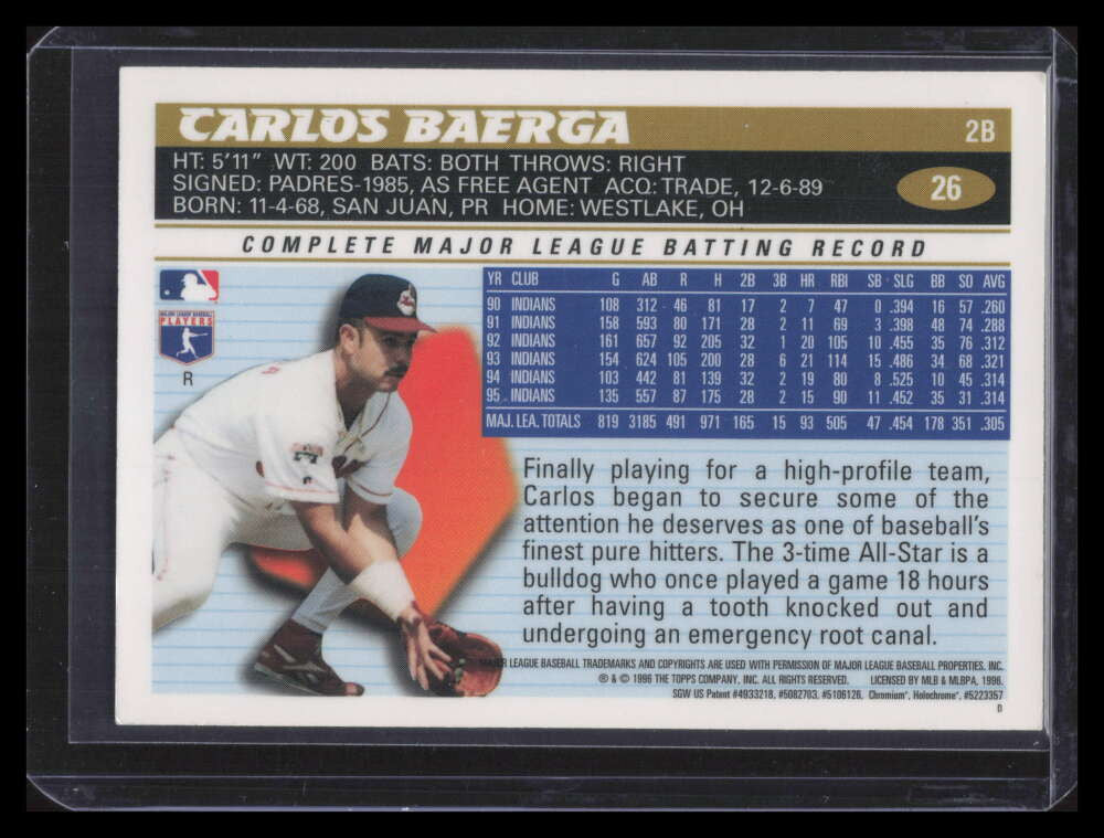 SOLD 173289 1996 Topps Chrome Refractor 26 Carlos Baerga