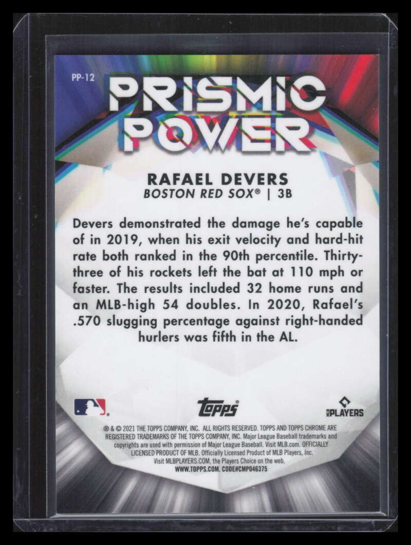 2021 Topps Chrome Prismic Power Gold Refractor pp12 Rafael Devers 9/50