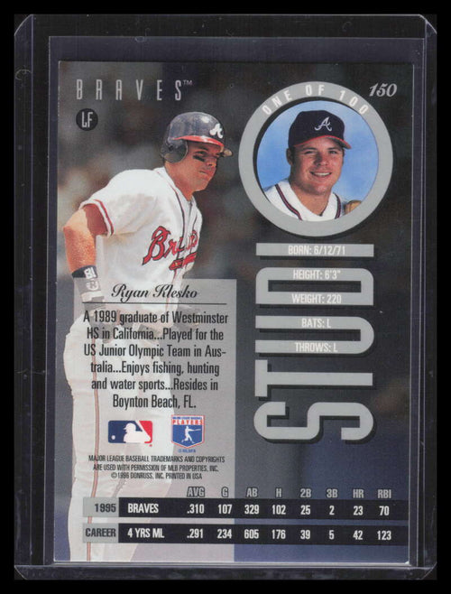 1996 Studio Silver Press Proofs 150 Ryan Klesko /100