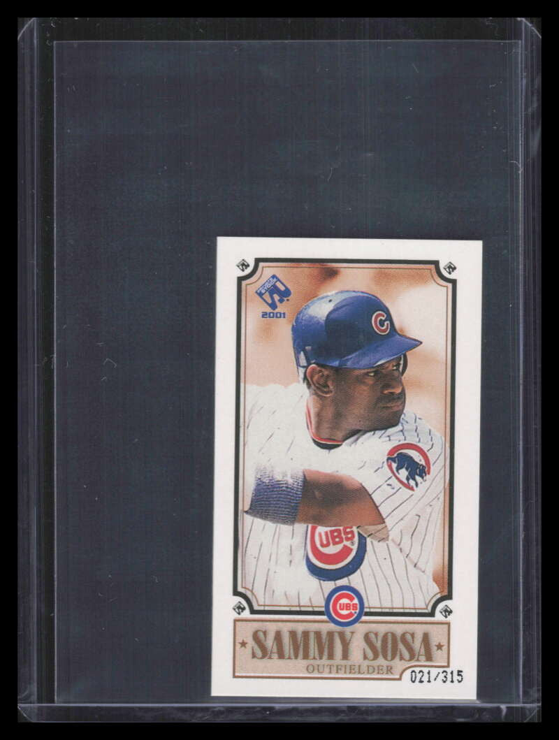 2001 Private Stock PS-206 Stars 6 Sammy Sosa 21/315 Jersey Number