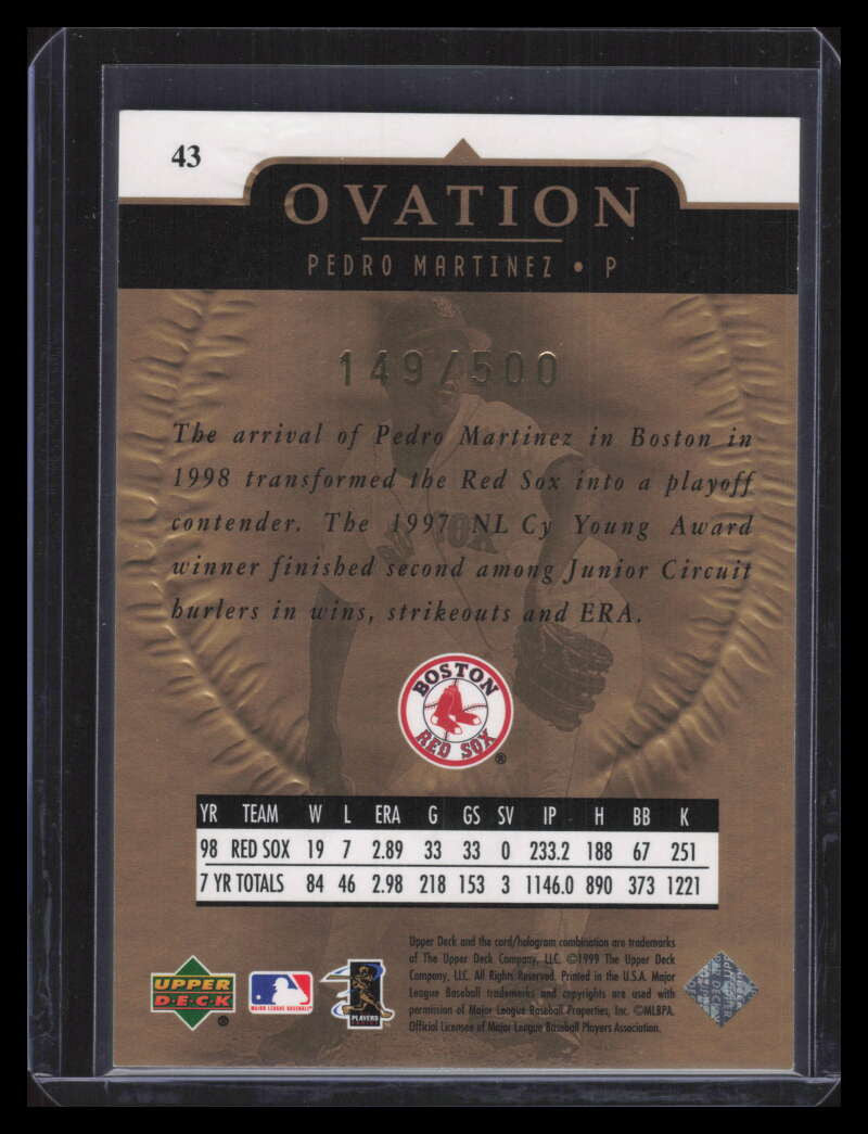 1999 Upper Deck Ovation Standing Ovation 43 Pedro Martinez 149/500