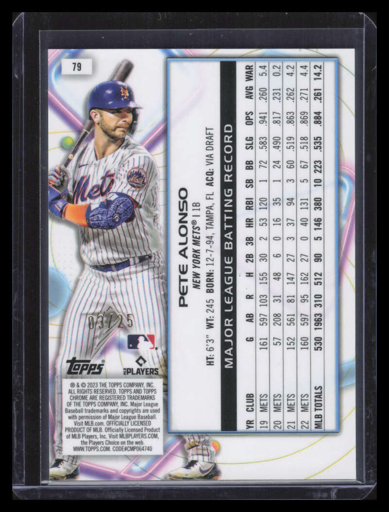 2023 Topps Cosmic Chrome Orange Galactic Refractor 79 Pete Alonso 3/25