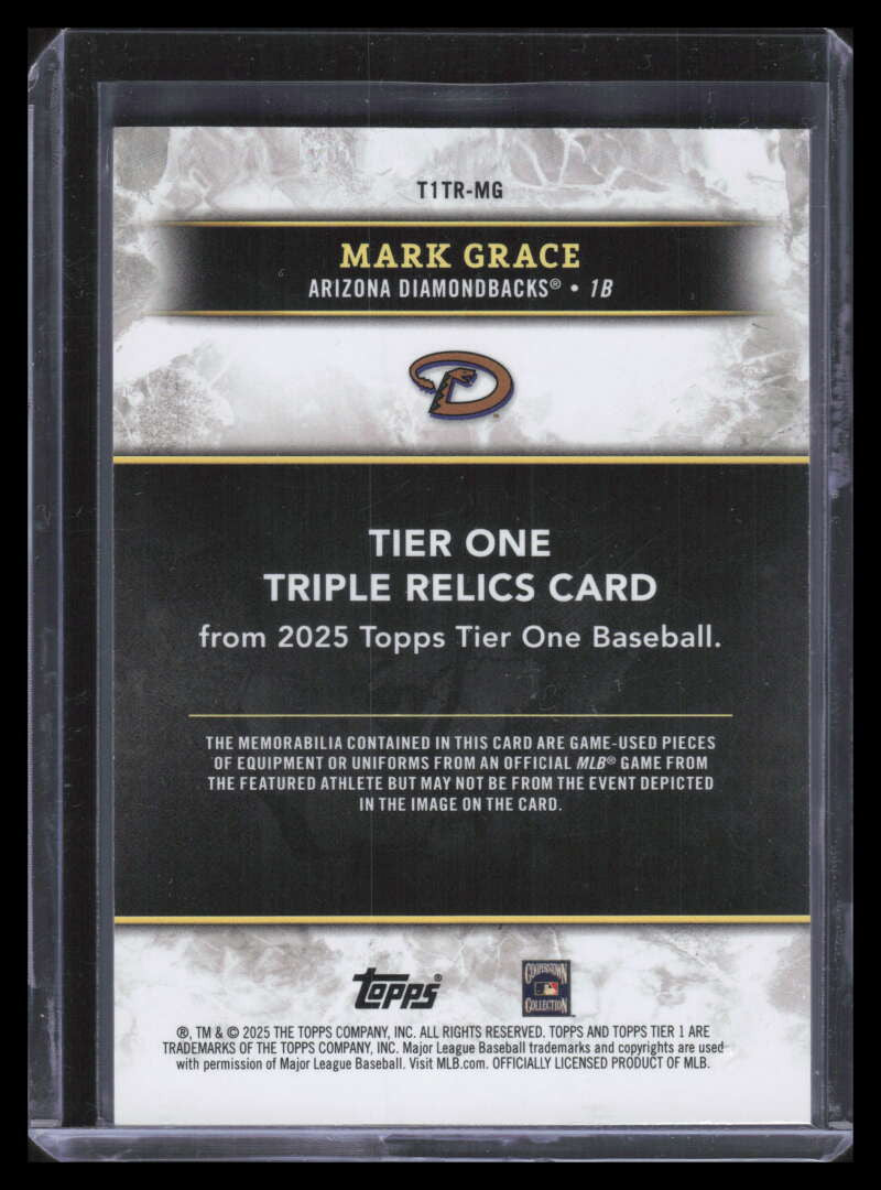 2025 Topps Tier One Relics Green Foil t1trmg Mark Grace Triple Jersey 5/25