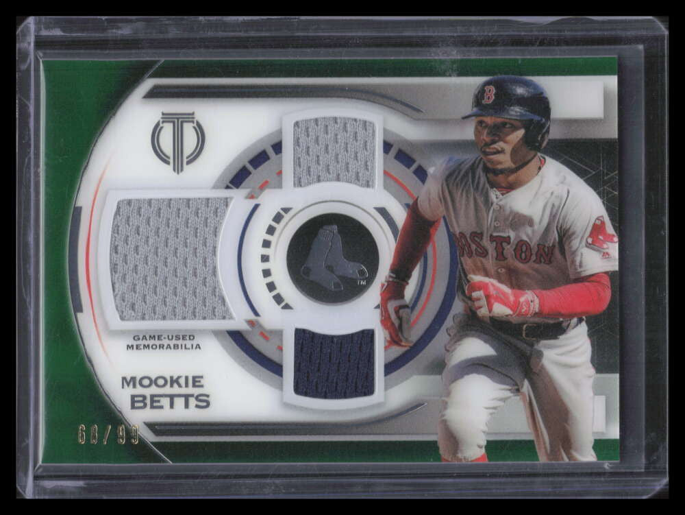 2019 Topps Tribute Triple Relics Green TTRMB Mookie Betts Triple Jersey 68/99