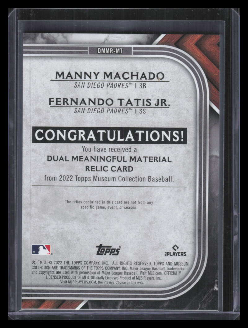 2022 Topps Museum Collection Meaningful Material Tatis Machado Dual Jersey 9/50
