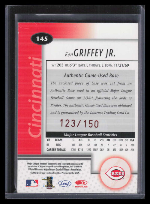 2002 Leaf Certified Mirror Red 145 Ken Griffey Jr. Base 123/150